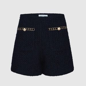 Boucle Sequin Detail Shorts | Tweed Shorts | URBAN REVIVO